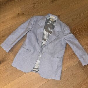 Vintage L.L. Bean Blue Wool Herringbone Blazer